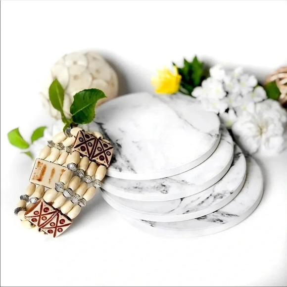 Boho Stacked Wooden Bead Bracelet — Elastic Stretchy Neutral Layered Jewelry - Picture 2 of 4